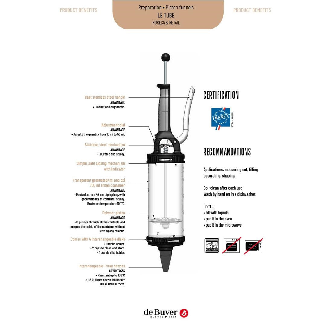 DZ726 De Buyer Le Tube Pressure Pastry Pro Set