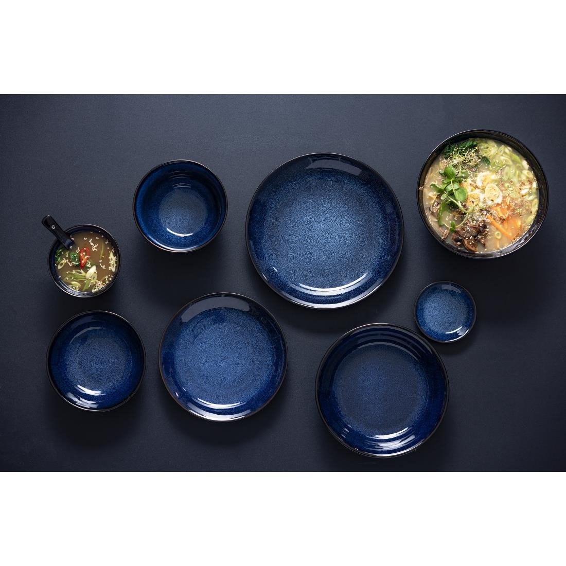 DZ774 Olympia Luna Midnight Blue Footed Bowls 115mm (Pack of 8)
