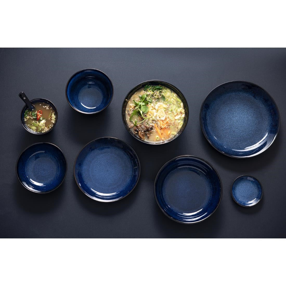 DZ774 Olympia Luna Midnight Blue Footed Bowls 115mm (Pack of 8)