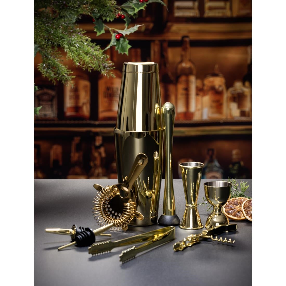 DZ781 Beaumont Gold Plated Banded Jigger 25ml/35ml/50ml