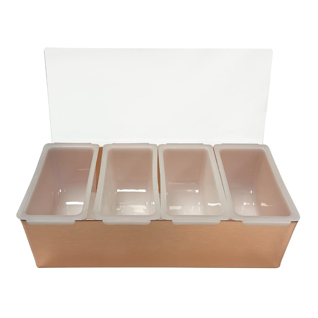 DZ786 Beaumont 4 Part Stainless Steel Condiment Holder Copper Plated