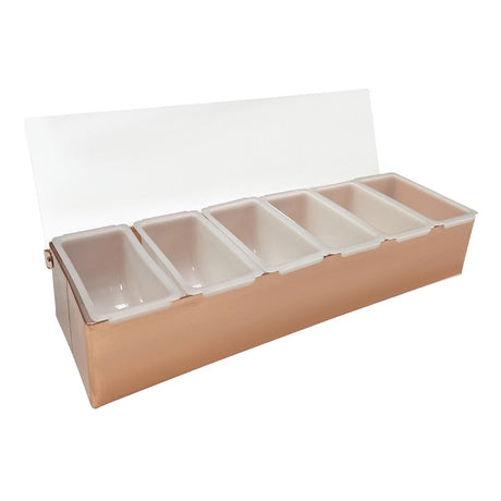 DZ787 Beaumont 6 Part Stainless Steel Condiment Holder Copper Plated