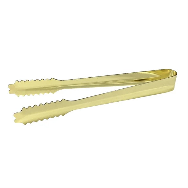 DZ789 Beaumont Stainless Steel Ice Tongs Gold Plated 7''