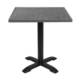 DZ873 Bolero Black Brushed Mix Outdoor Tempered Glass Table Top Square Grey Trim 700mm