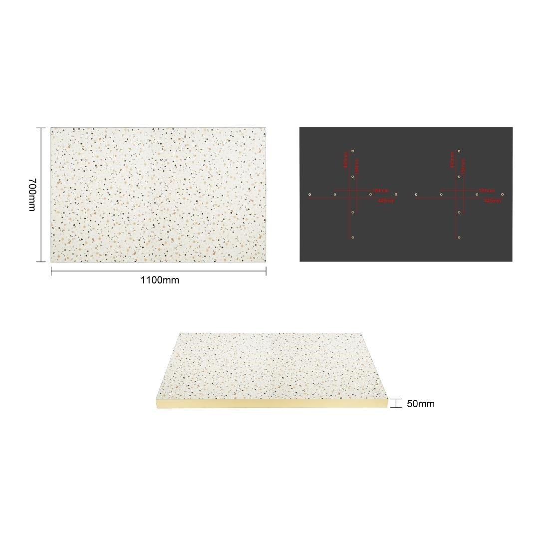 DZ874 Bolero Terrazzo Style Rectangular Table Top 1100x700mm