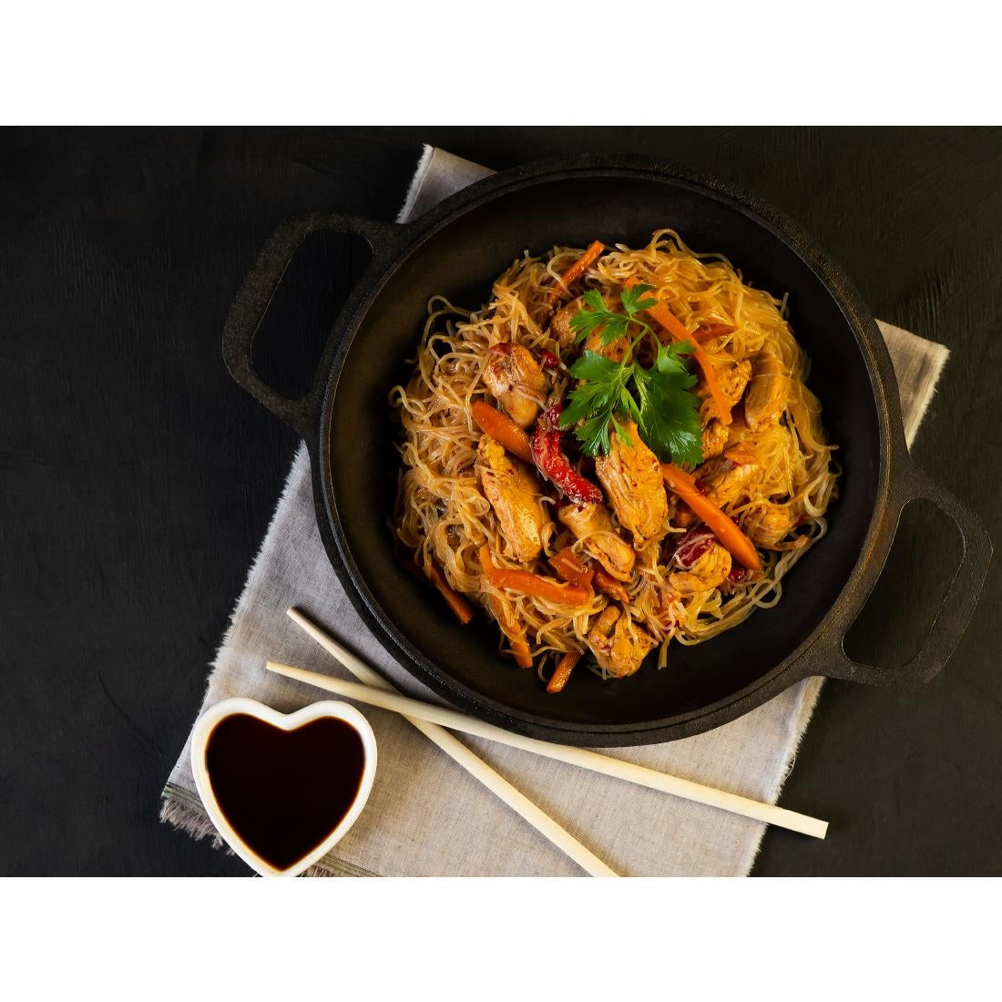 DZ889 Dexam School of Wok Pre-Seasoned Cast Iron Flat Base Wok 300mm