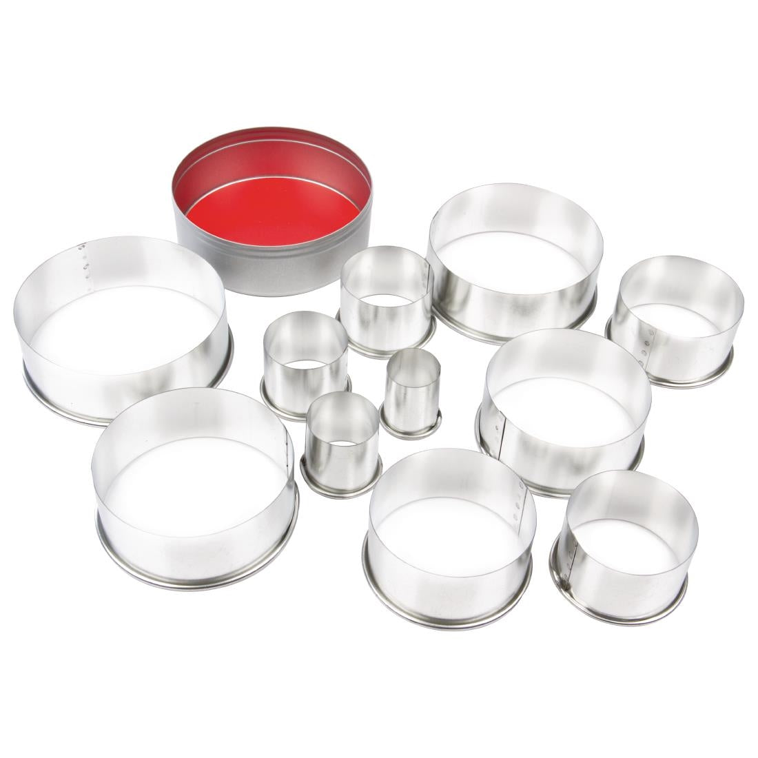 E013 Vogue Round Plain Pastry Cutter Set (Pack of 11)