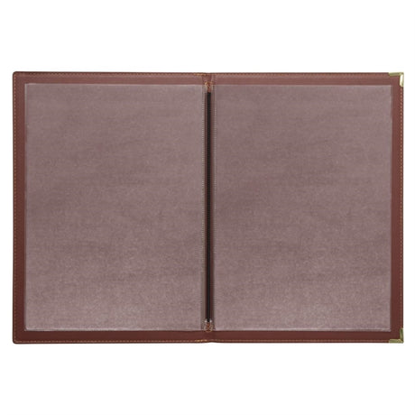 E222 Olympia Faux Leather Menu Cover A4 Burgundy