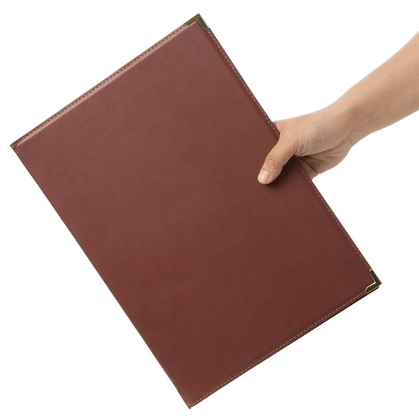 E222 Olympia Faux Leather Menu Cover A4 Burgundy