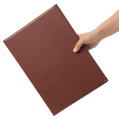 E222 Olympia Faux Leather Menu Cover A4 Burgundy