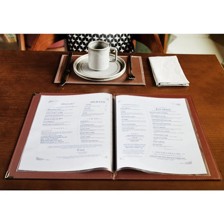 E222 Olympia Faux Leather Menu Cover A4 Burgundy