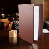 E222 Olympia Faux Leather Menu Cover A4 Burgundy