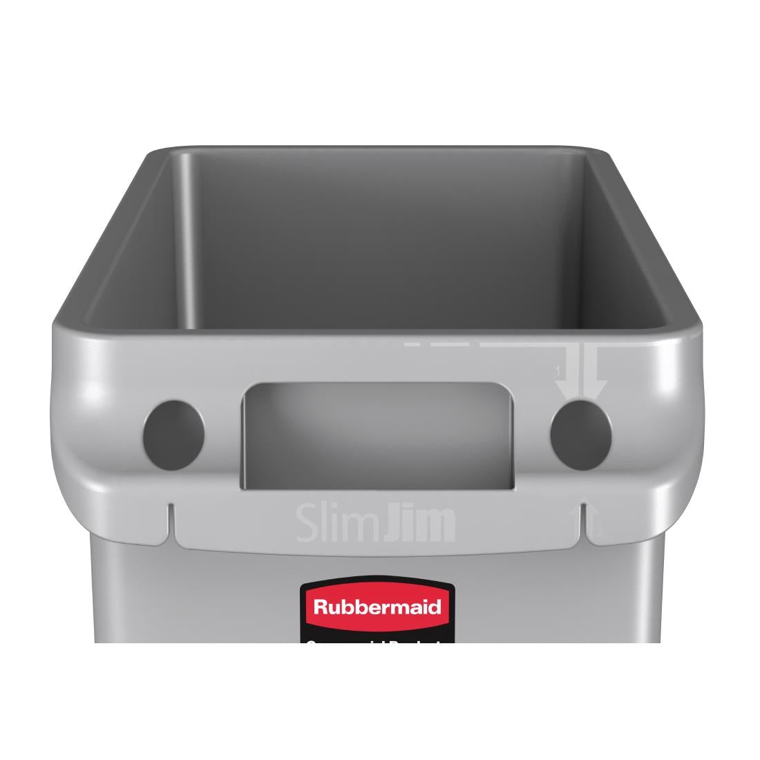 F603 Rubbermaid Slim Jim Container With Venting Channels Grey 60Ltr