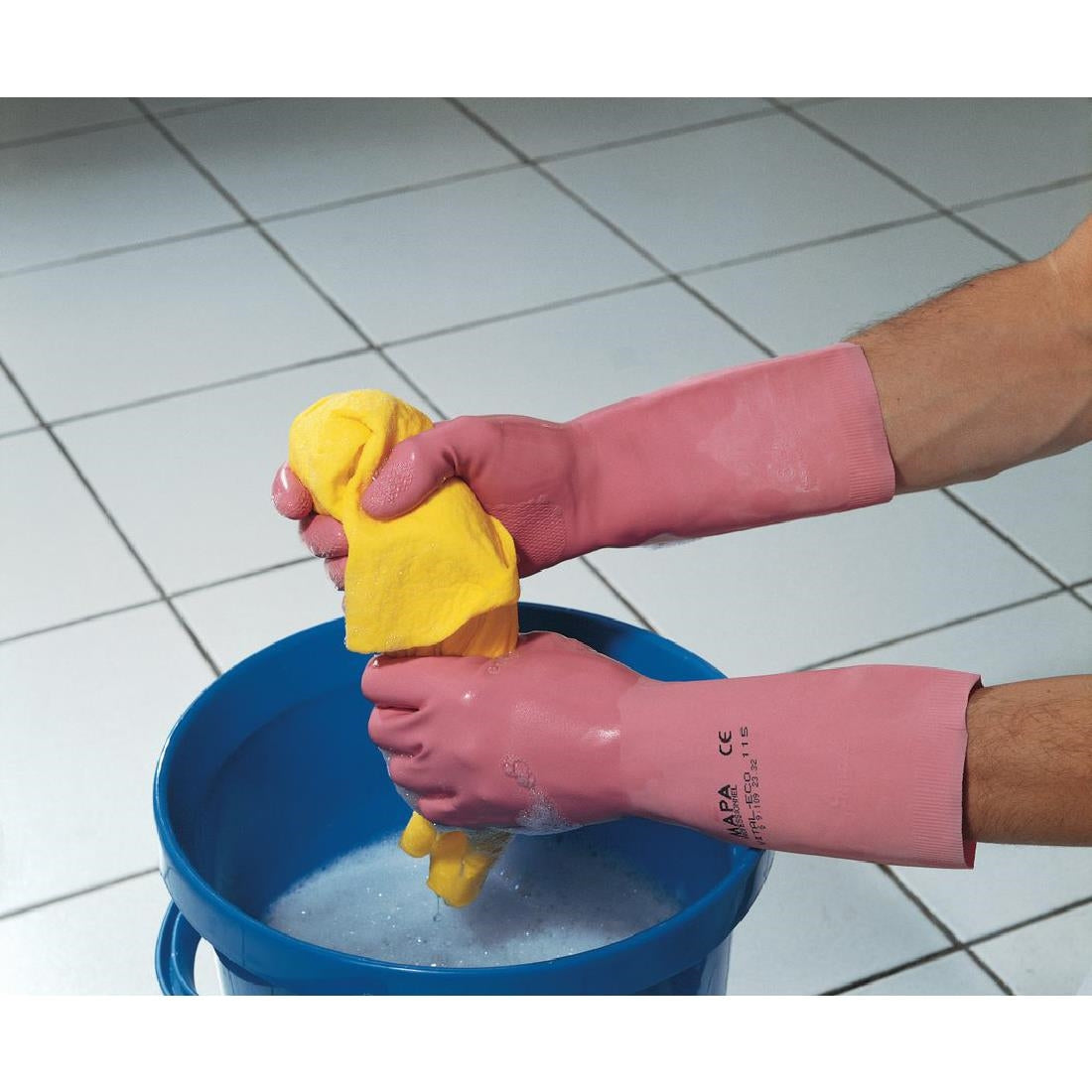 FA290-L MAPA Vital 115 Liquid-Proof Light-Duty Janitorial Gloves Pink Large