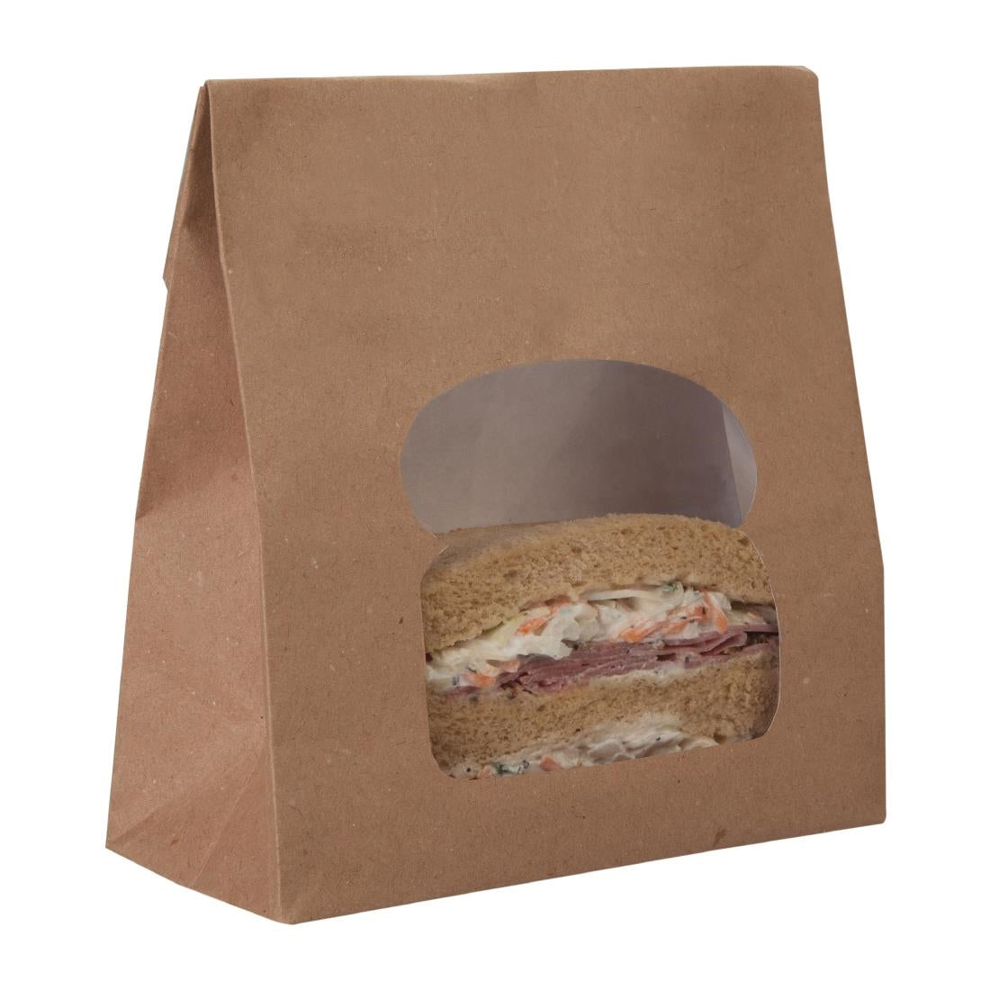 FA382 Colpac Recyclable Paper Sandwich Bags With Window Kraft (Pack of 250)