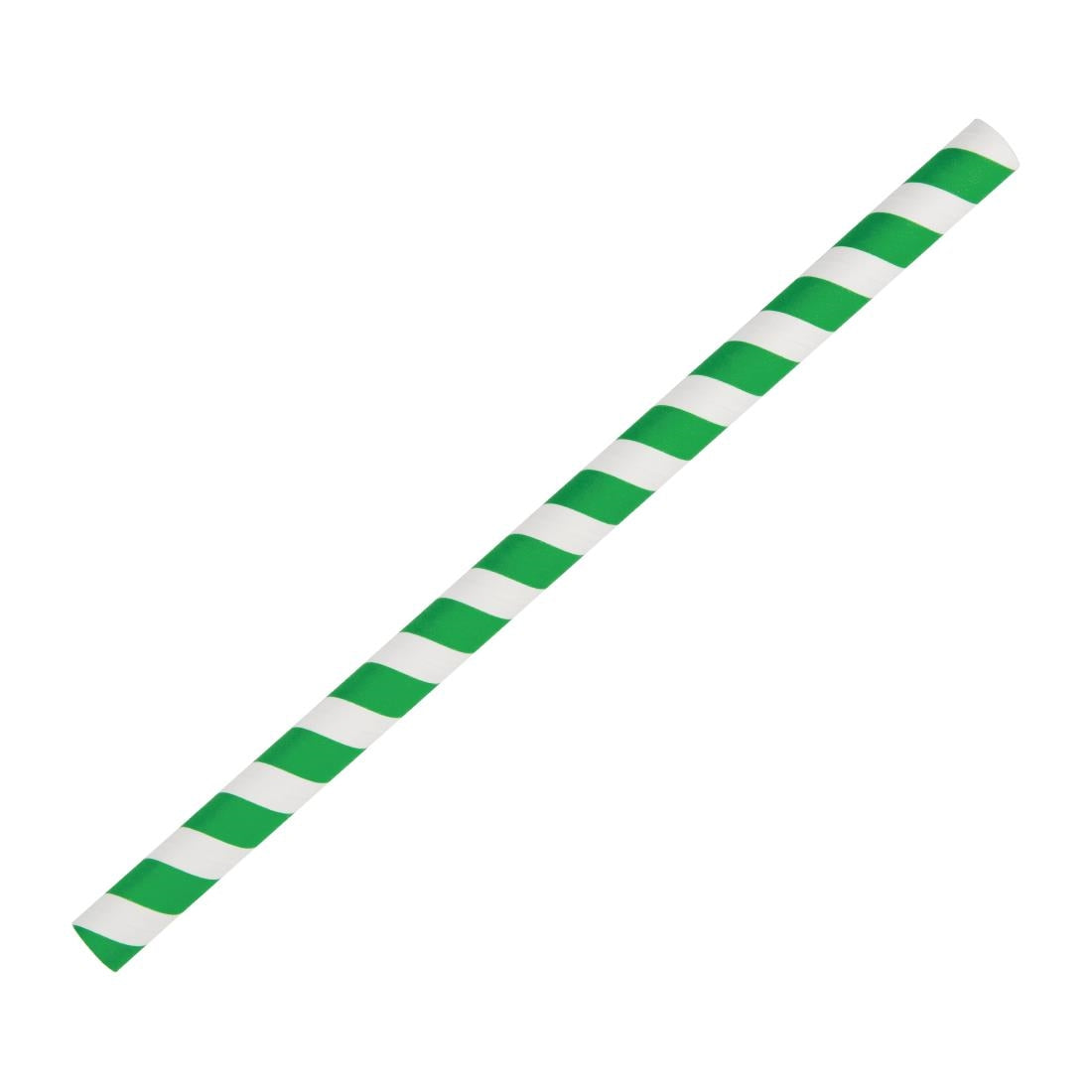 FB148 Fiesta Compostable Paper Smoothie Straws Green Stripes (Pack of 250)