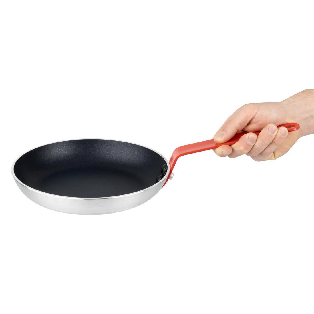 HT965 - Hygiplas Aluminium Non-Stick Teflon Platinum Plus Frying Pan with Red Handle 24cm