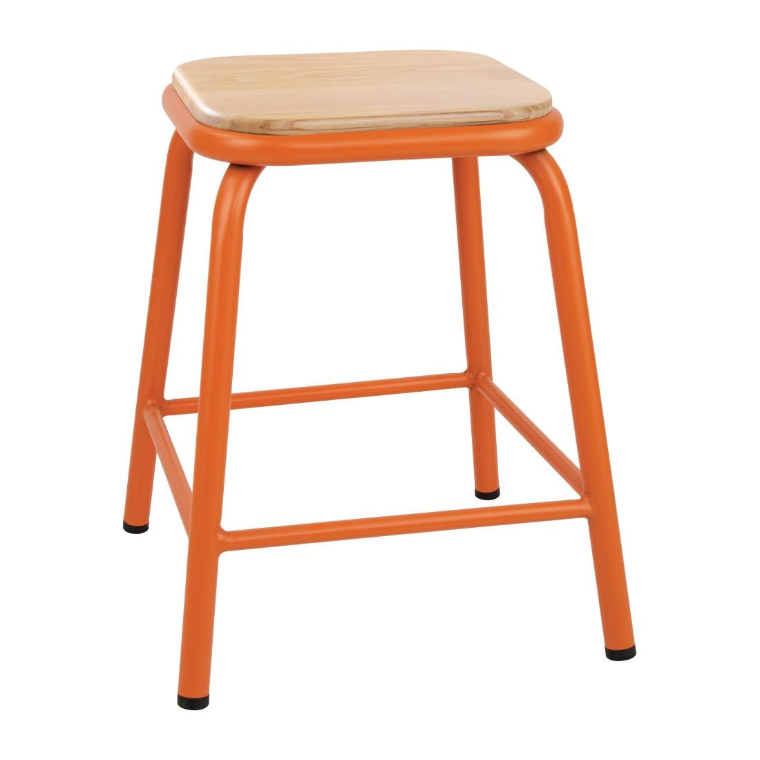 Bolero Cantina Low Stools with Wooden Seats Orange (4 Pack)