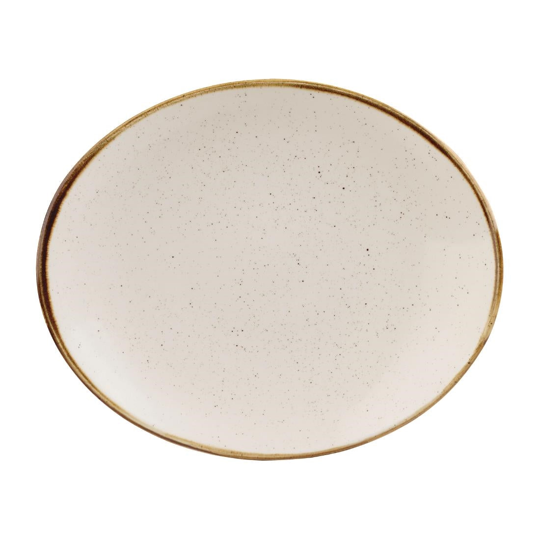 Churchill Stonecast Orbit Oval Coupe Plates Barley White 192x160mm (12 Pack)