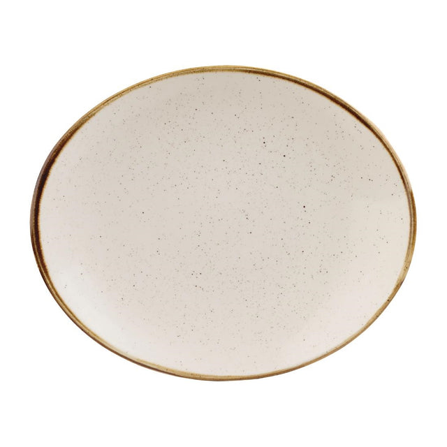Churchill Stonecast Orbit Oval Coupe Plates Barley White 192x160mm (12 Pack)