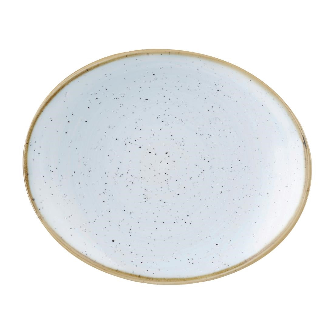 Churchill Stonecast Orbit Oval Coupe Plates Duck Egg Blue 192x160mm (12 Pack)