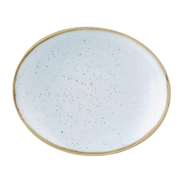 Churchill Stonecast Orbit Oval Coupe Plates Duck Egg Blue 192x160mm (12 Pack)