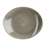 Churchill Stonecast Orbit Oval Coupe Plates Peppercorn Grey 192x160mm (12 Pack)