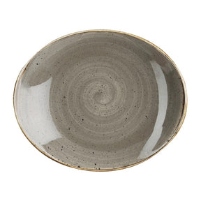 Churchill Stonecast Orbit Oval Coupe Plates Peppercorn Grey 192x160mm (12 Pack)