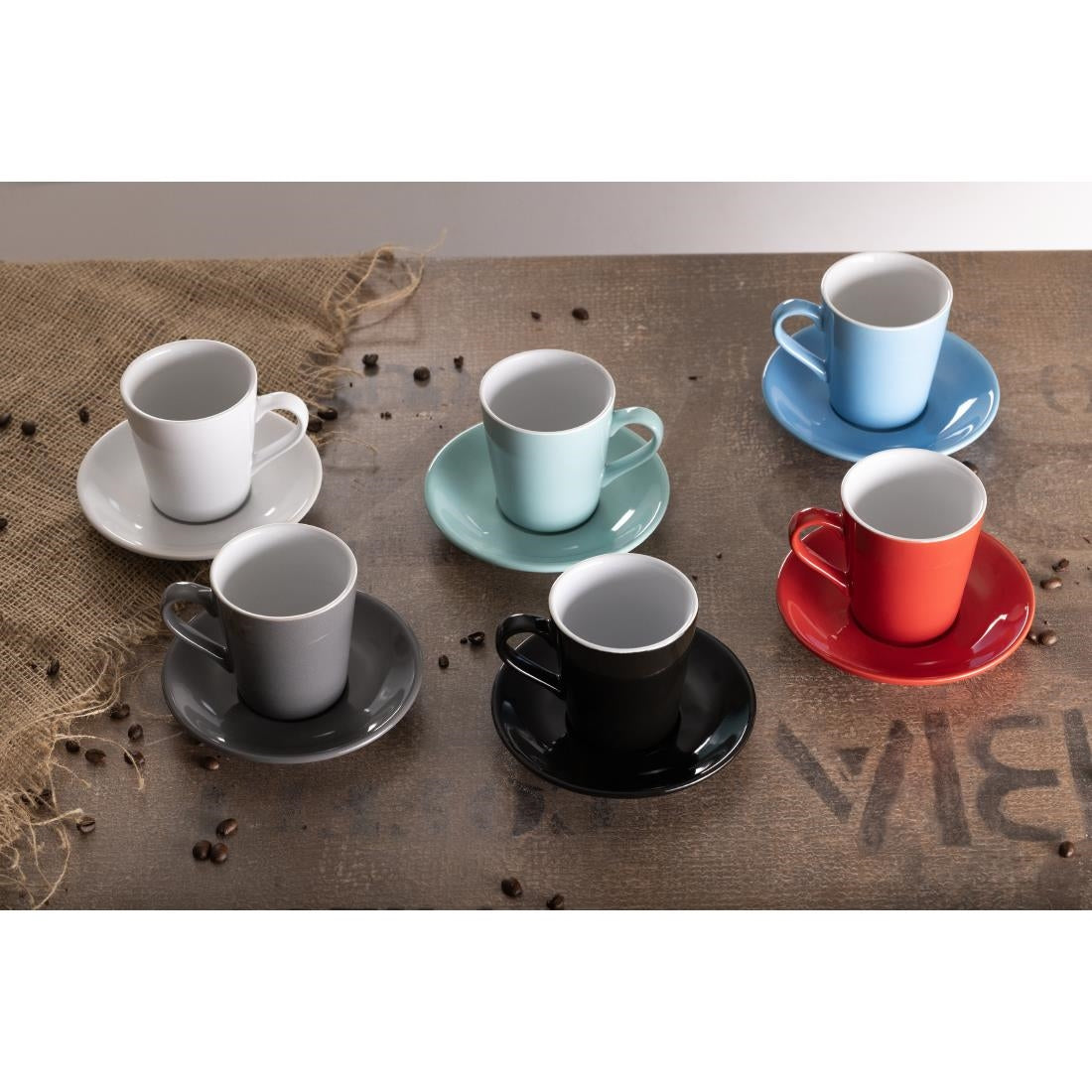 FF998 Olympia Cafe Flat White Saucers Aqua 135mm (Pack of 12)