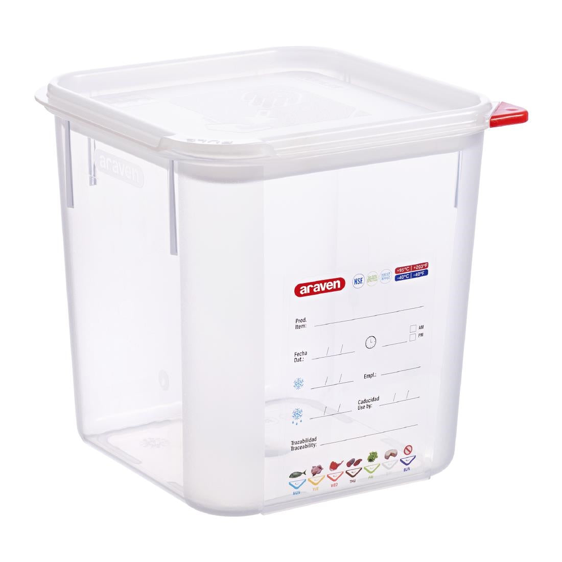 FU101 Araven Squared Transparent Polypropylene Container with Lid 4Ltr