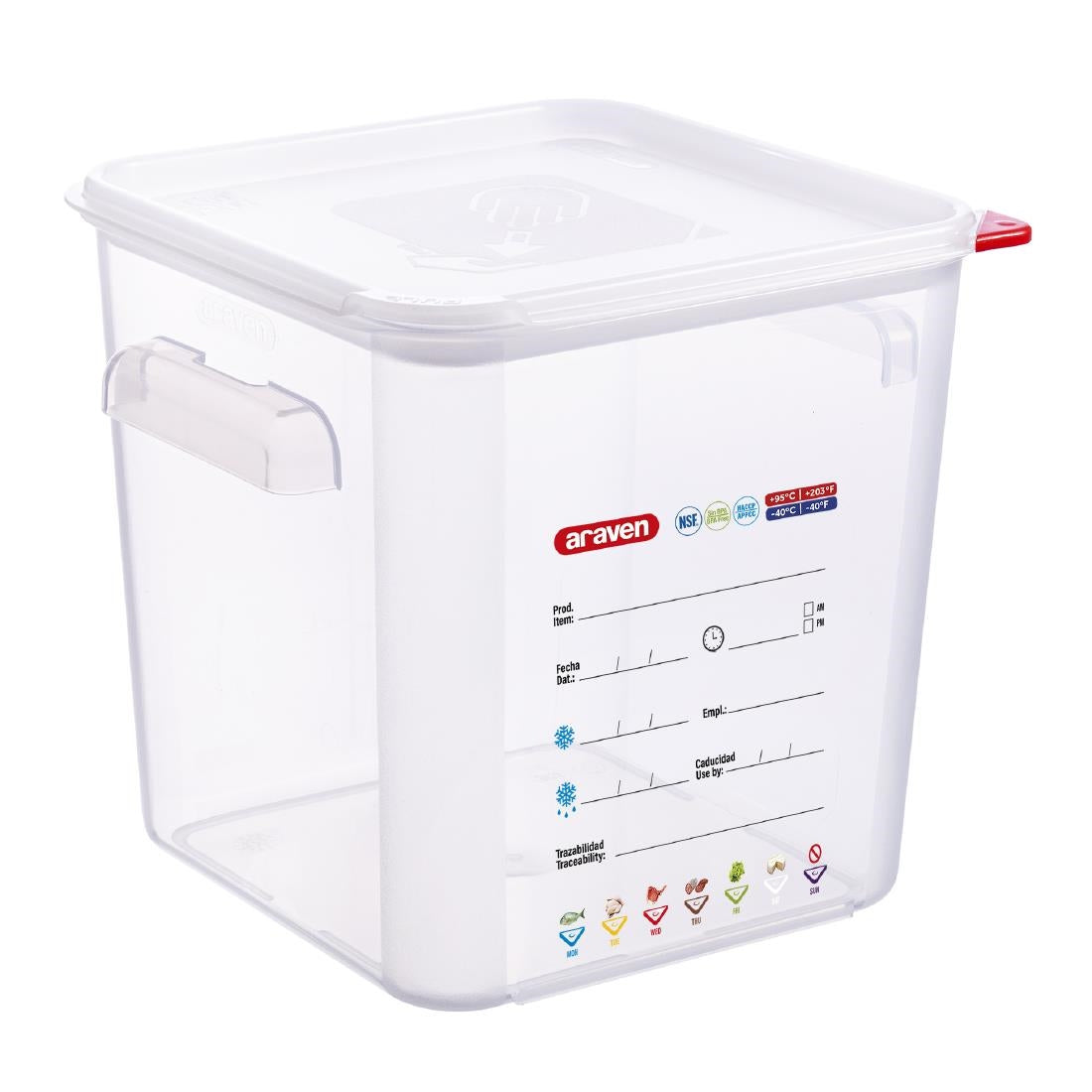 FU103 Araven Squared Transparent Polypropylene Container with Lid 8Ltr
