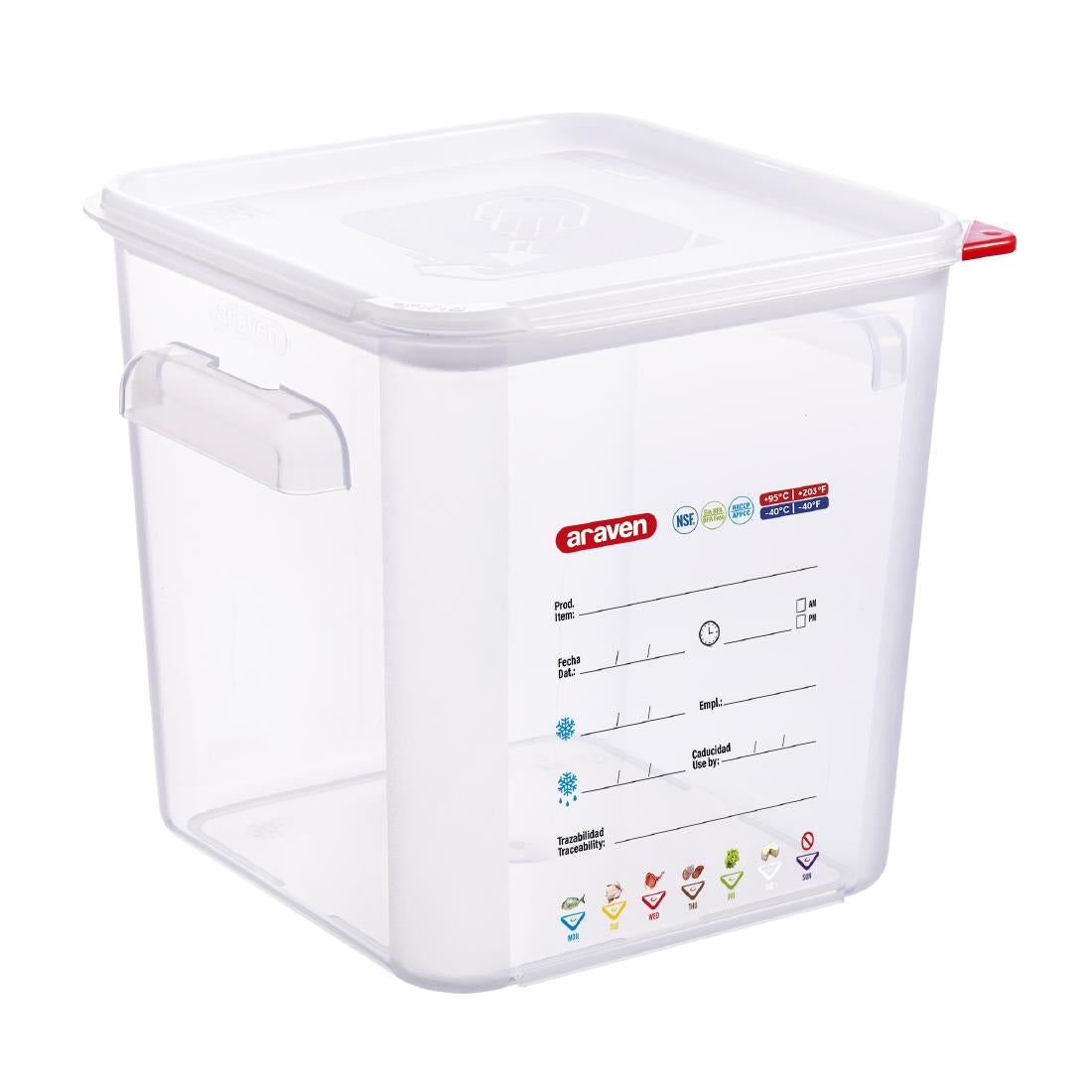 FU105 Araven Squared Transparent Polypropylene Container with Lid 18Ltr