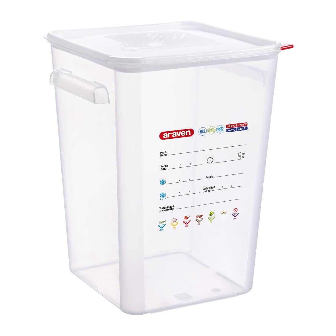 FU106 Araven Squared Transparent Polypropylene Container with Lid 22Ltr