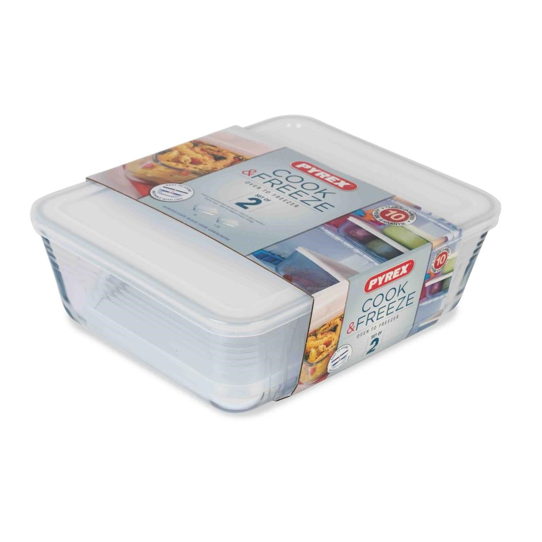 FU121 Pyrex Cook & Freeze 2 Piece Rectangular Storage Set 1.5Ltr & 4Ltr