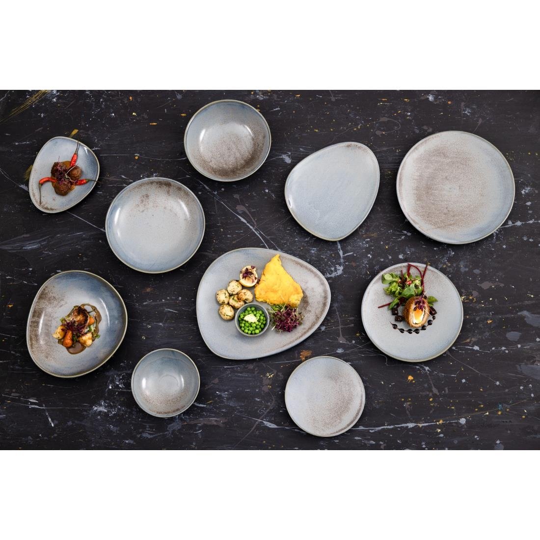 FU180 Olympia Ember Blue Triangle Plates 190mm (Pack of 6)