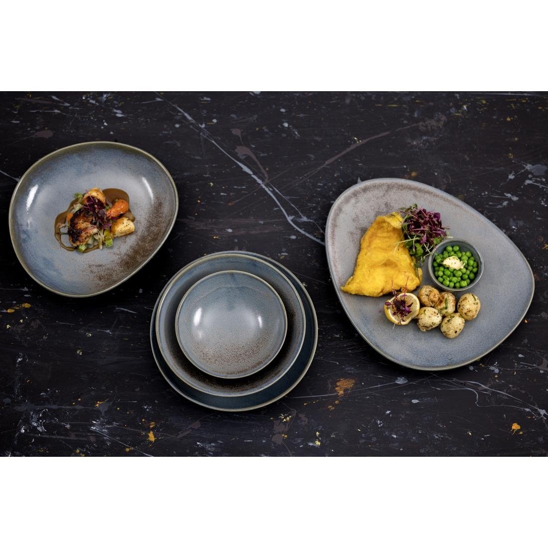 FU174 Olympia Ember Blue Low Coupe Bowls 230mm (Pack of 4)