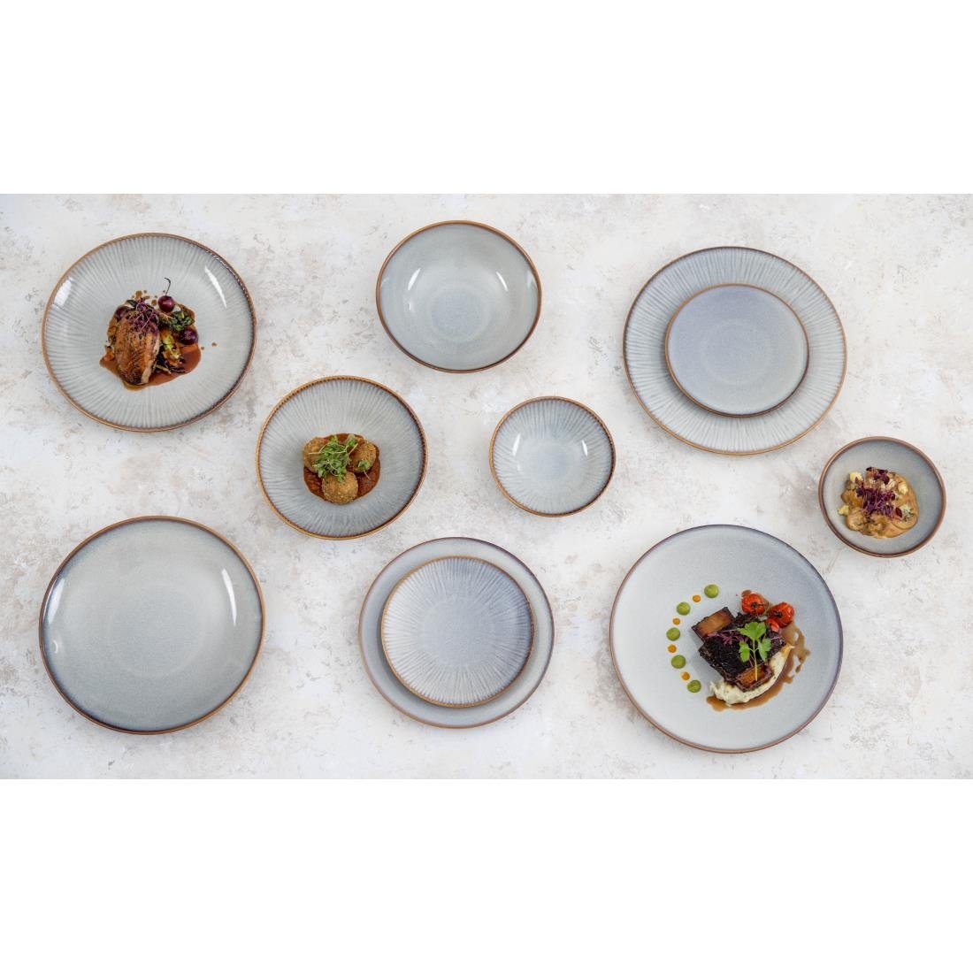 FU194 Olympia Drift Grey Embossed Coupe Plates 280mm (Pack of 4)