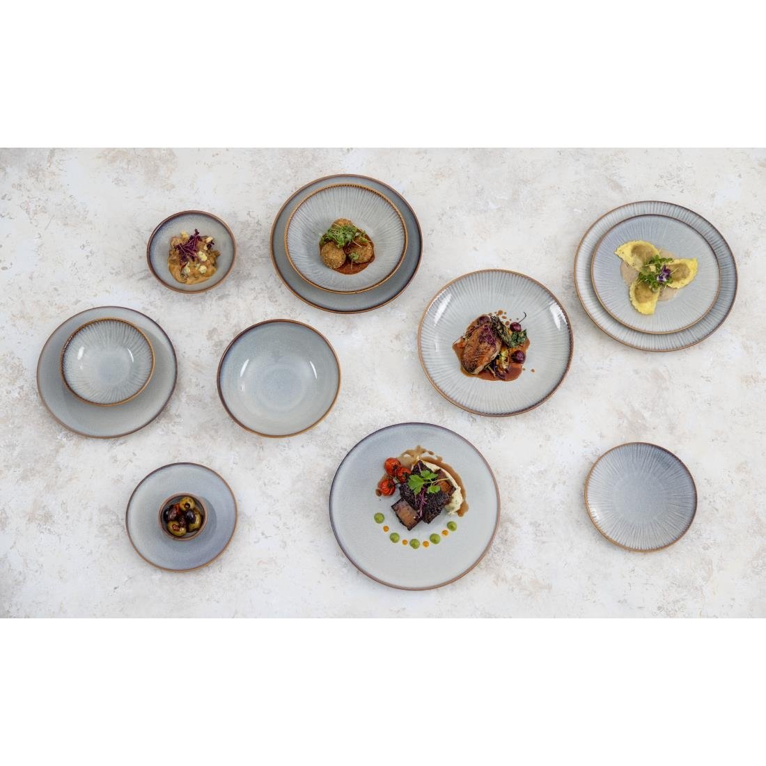FU189 Olympia Drift Grey Plain Coupe Plates 180mm (Pack of 6)