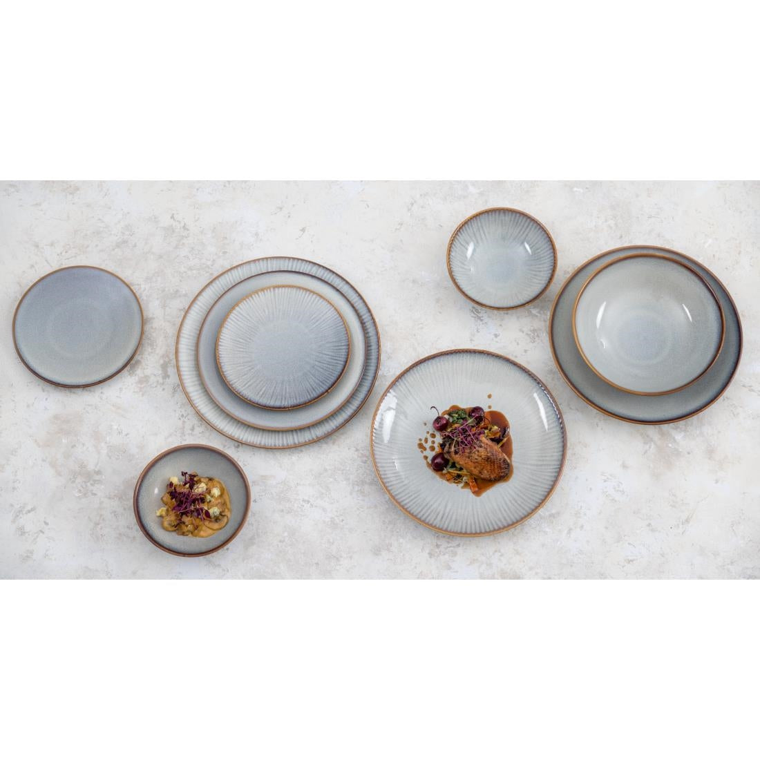 FU188 Olympia Drift Grey Plain Coupe Plates 230mm (Pack of 6)