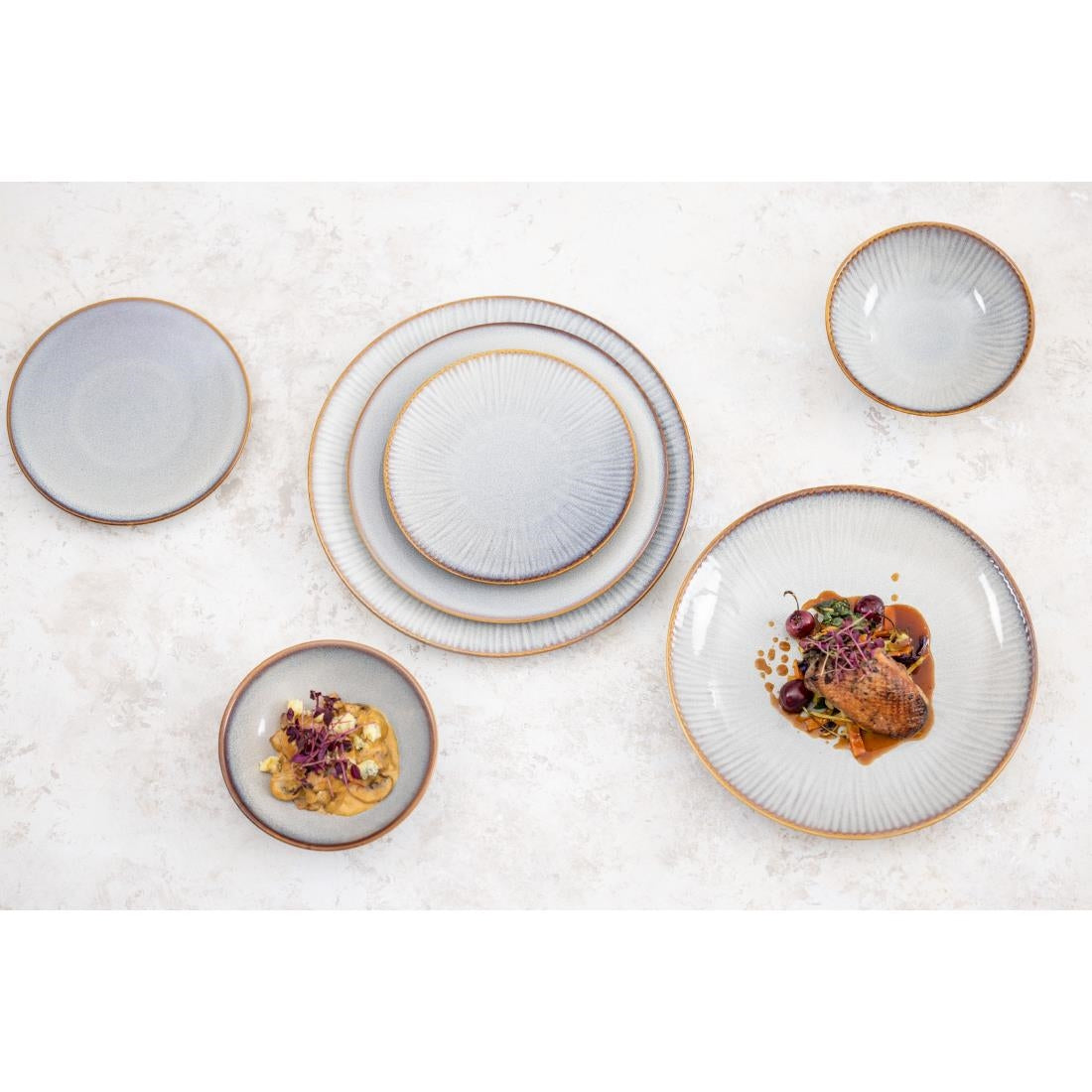 FU188 Olympia Drift Grey Plain Coupe Plates 230mm (Pack of 6)