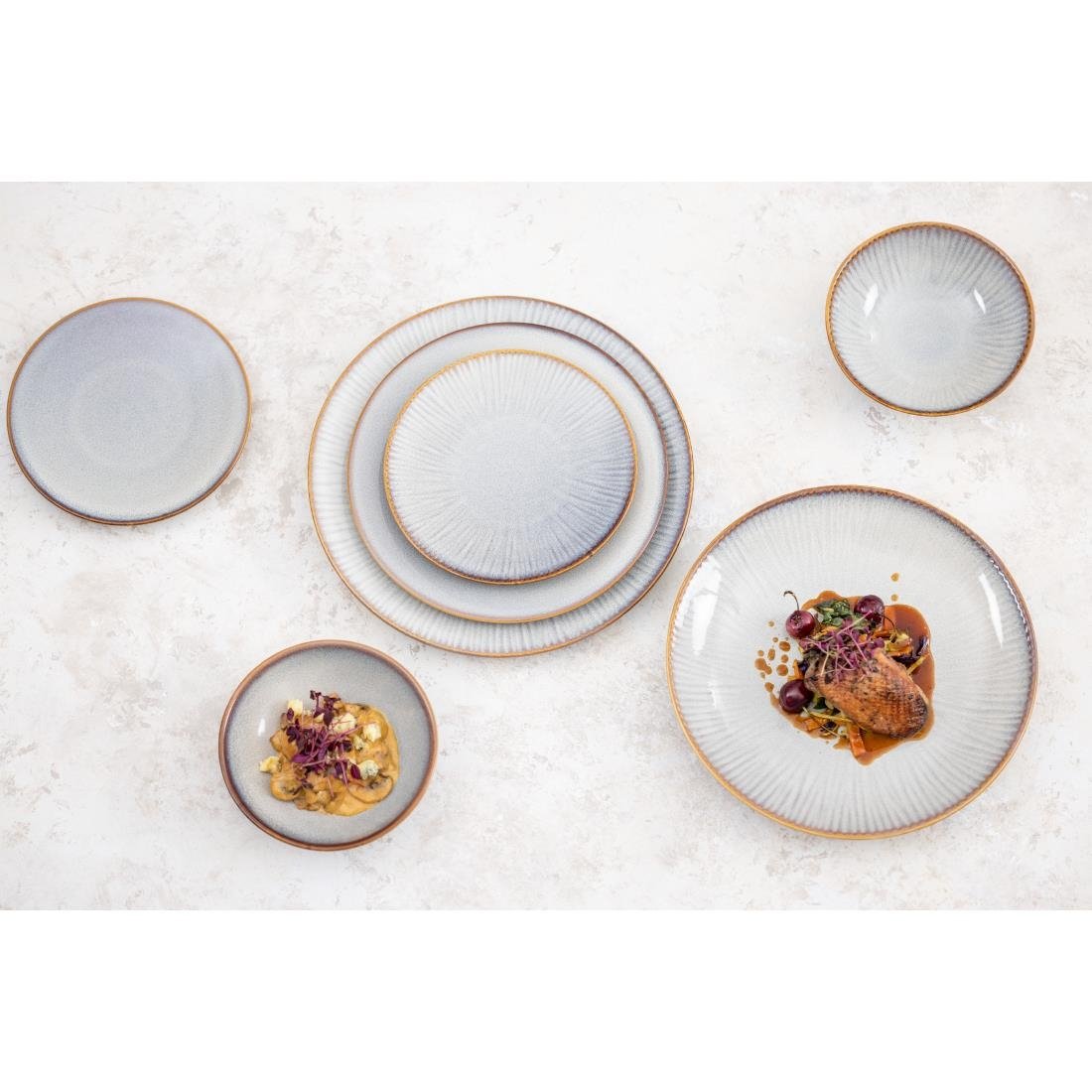 FU199 Olympia Drift Grey Embossed Coupe Bowls 155mm (Pack of 6)