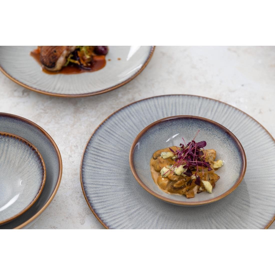 FU199 Olympia Drift Grey Embossed Coupe Bowls 155mm (Pack of 6)