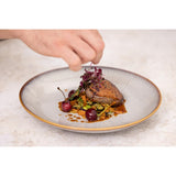 FU197 Olympia Drift Grey Embossed Coupe Low Bowls 260mm (Pack of 4)