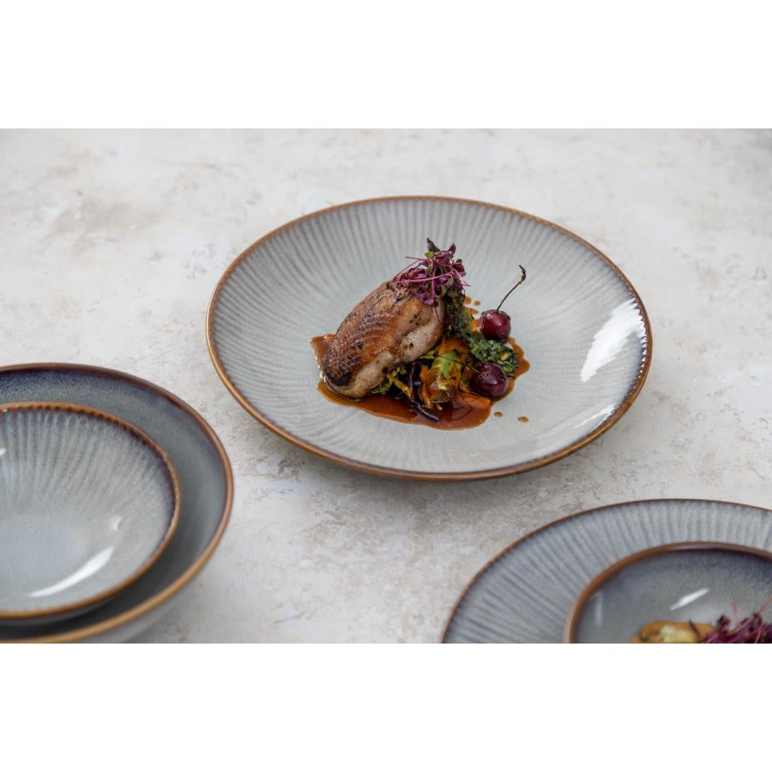 FU191 Olympia Drift Grey Plain Coupe Bowls 205mm (Pack of 4)