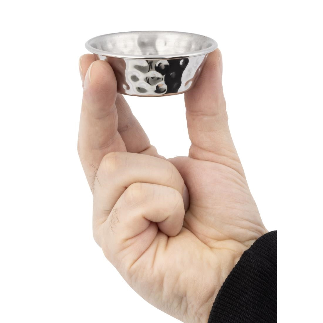FU288 Olympia Hammered Stainless Steel Sauce Cups 45ml (Pack of 12)