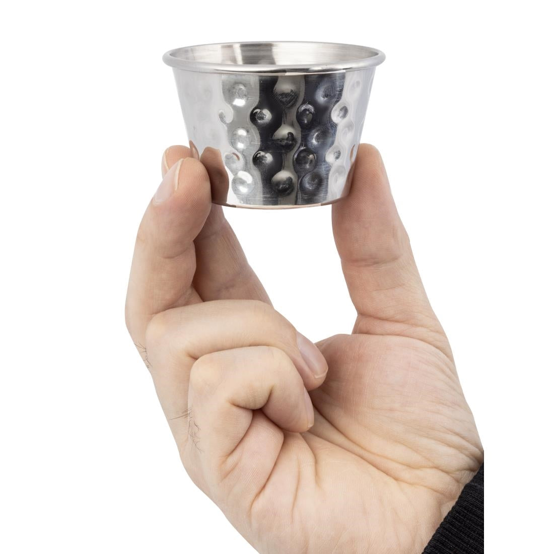 FU289 Olympia Hammered Stainless Steel Sauce Cups 70ml (Pack of 12)