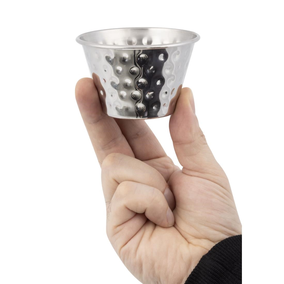 FU290 Olympia Hammered Stainless Steel Sauce Cups 115ml (Pack of 12)