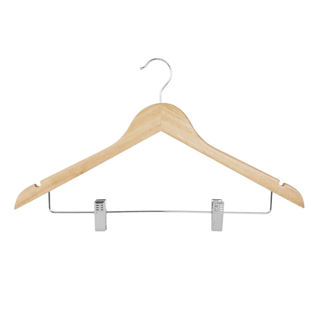 FU396 Bolero Wooden Hanger with Anti-Slip Clips (Pack of 10)