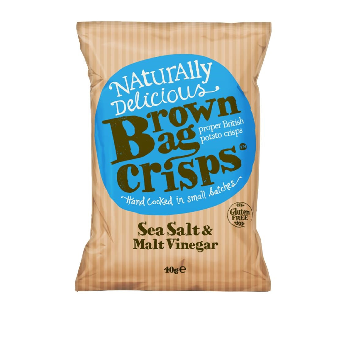 FU430 Brown Bag Crisps Sea Salt and Malt Vinegar 40g (Pack of 20)