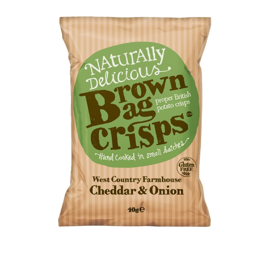 FU432 Brown Bag Crisps Cheddar and Onion 40g (Pack of 20)